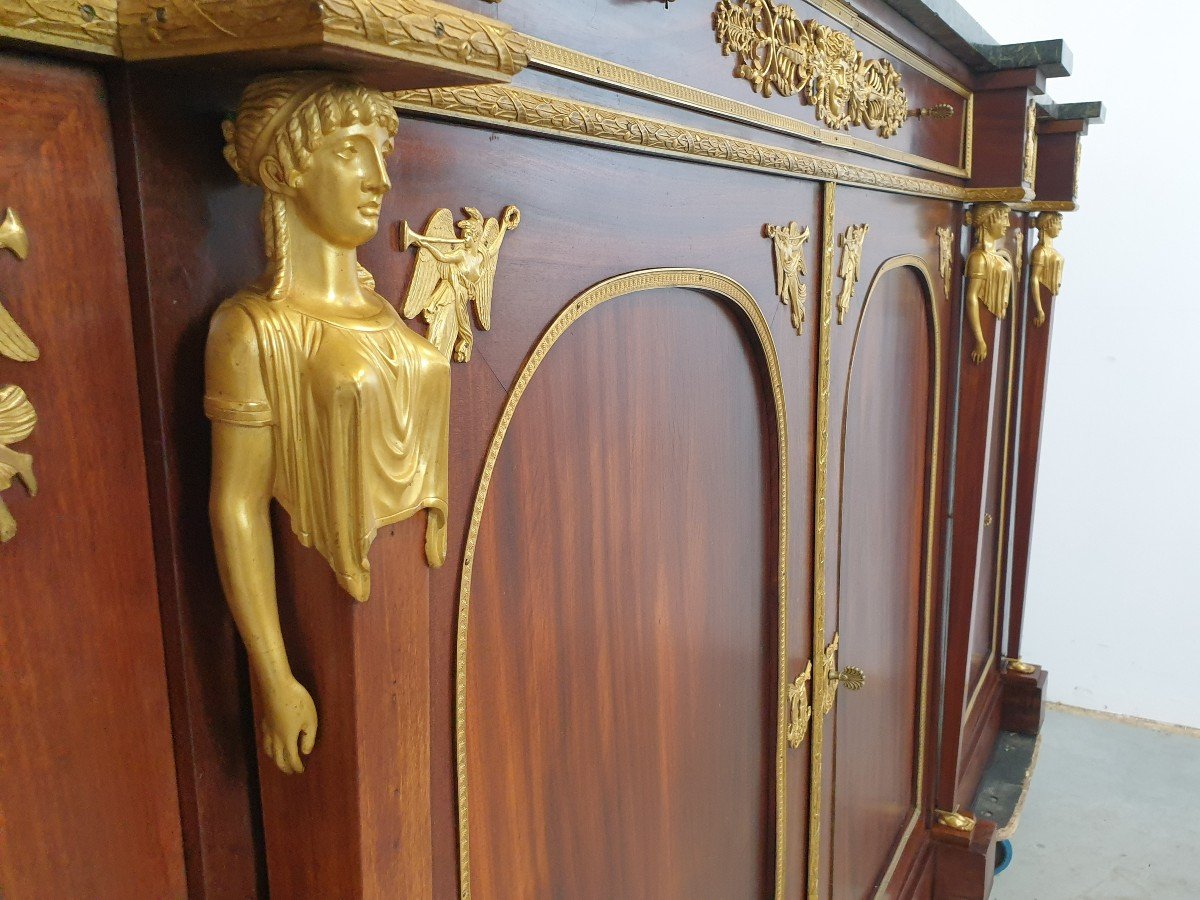 Monumental Buffet Empire 292 Cm Maison Krieger Bronze Dore Mahogany High Quality-photo-4