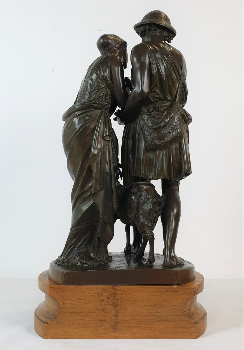 Figure En Bronze Allégorie De La Parentalité Peiffer (1832-1886)-photo-4