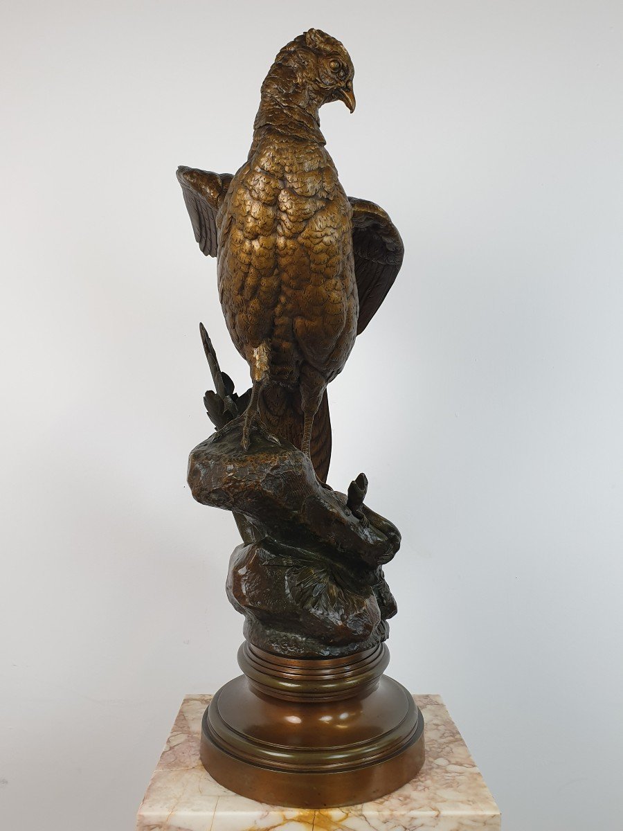 Figure En Bronze Faisan Alfred Dubucand 71 cm XIXe-photo-2