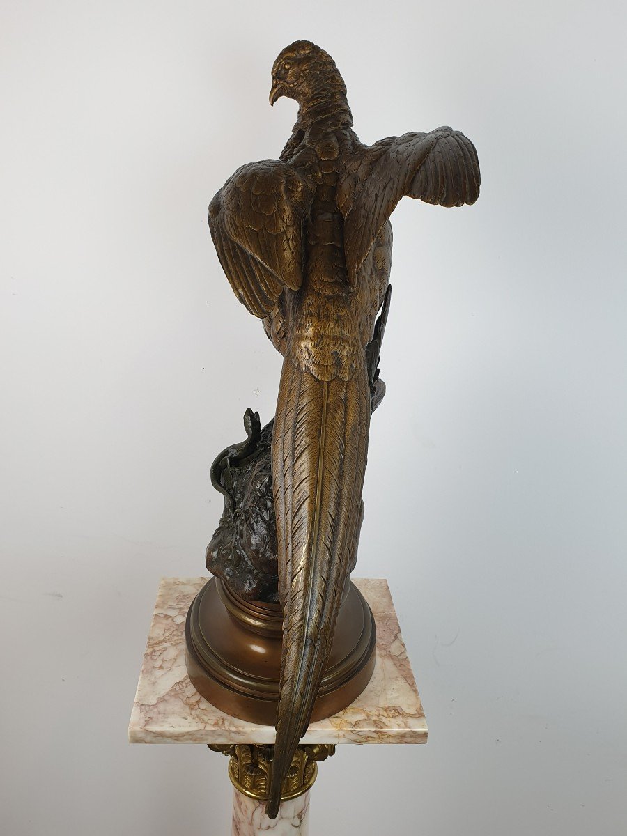 Figure En Bronze Faisan Alfred Dubucand 71 cm XIXe-photo-4
