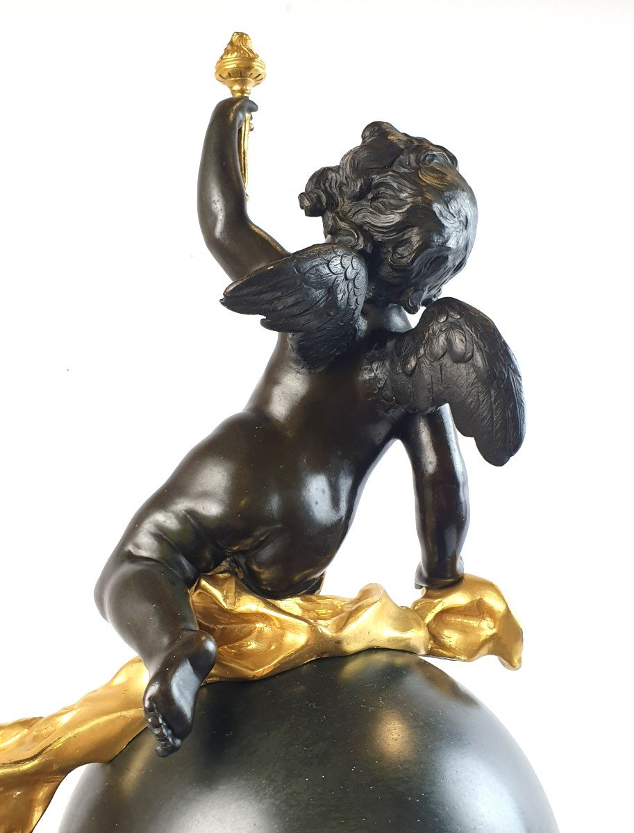 Pendule Ne Bronze Marble Putti 19eme Siecle 73 Cm-photo-4