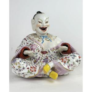Figurine Porcelaine Pagode à Tête Inclinée Samson Paris 28x29 Cm