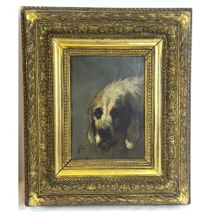 Paul Louis Leger Chardin (1833-1917) Hunting Dog Oil On Board