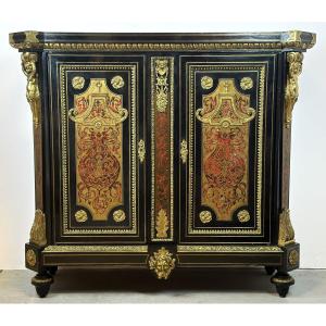 Support Cabinet Signed Caillaoux In Boulle Marquetry Dore Bronze Monbro 1850