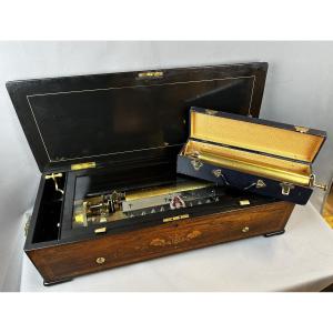 Large Music Box Sublime Harmonie Swiss 19th Century Additional Cylinder