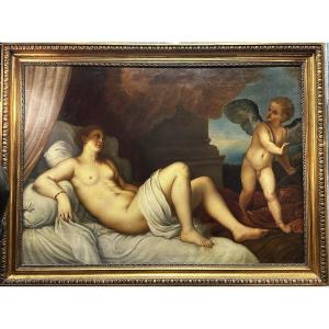 Danae Titian Apres Huile Sur Toile 19eme 118 X 157 Cm Signee