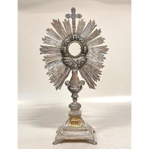 Monstrance Baroque En Argent Massif France XIXe Siècle