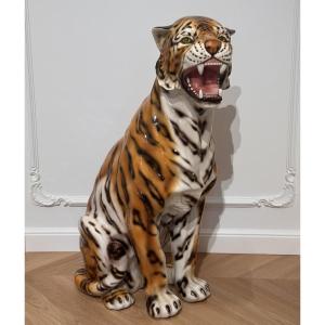 Grand Tigre en Porcelaine Italie XXe