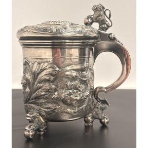 Historicist Baroque Style Sterling Silver Tankard 