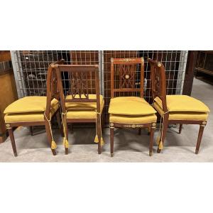 Set Of Four 19th Century Empire Style Mahogany Chairs