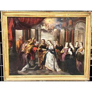 "the Marriage Of The Virgin"  Oil On Brass – 17th Cntury, Flemish Baroque