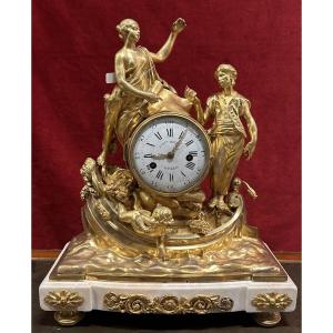 Clock "allegory Of Maritime Commerce" Signed Jn Bᵗᵉ Helye, Paris, Louis XVI Period
