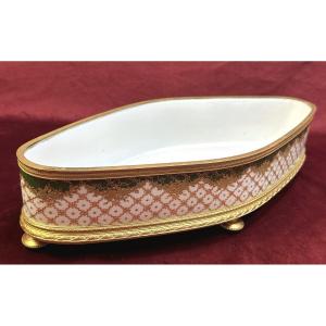Jardinière Ovale en Porcelaine de Sèvres et Bronze Doré, époque Napoléon III