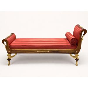 Méridienne style Empire en Acajou Bronze Doré 19eme