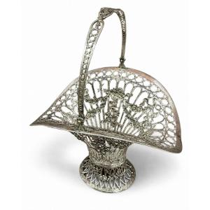 Corbeille Ajourée en Argent 800, époque Art Nouveau