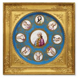 Decorative Sèvres Porcelain Plate, Louis XVI And The Women Of The French Court, 19th Century