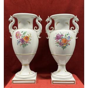 Paire de Grands Vases en Porcelaine KPM Berlin, vers 1900