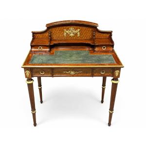 François Linke (1855-1946) Writing Desk, Louis XVI Style, Rosewood, Marquetry, Gilt-bronze