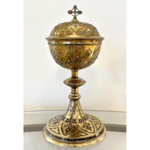Gilded Silver Ciborium, Neo-gothic Style, Late 19th Century