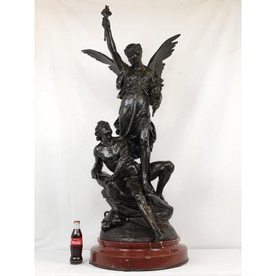 Important Bronze Figure 126 Cm E. Picault 19th Century