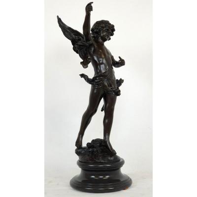 Cupid Bronze Figure 71 Cm Aug. Moreau