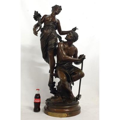 Large Bronze Figure Jacques Perin 101 Cm