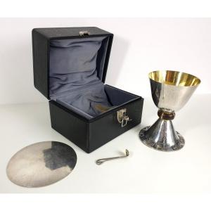 Art Deco Silver Chalice + Patena Spoon Case