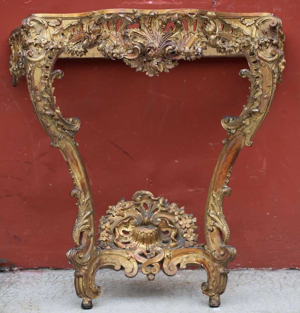 Louis XV Style Console, Signed From Maison Gueret In Paris Circa 1860-photo-4