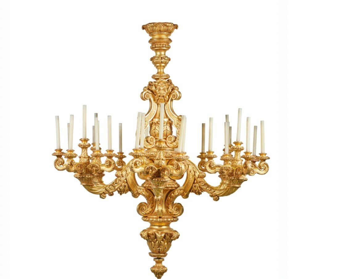 Lustre Monumentale De Style Baroque, Italie Fin XIXème.-photo-2