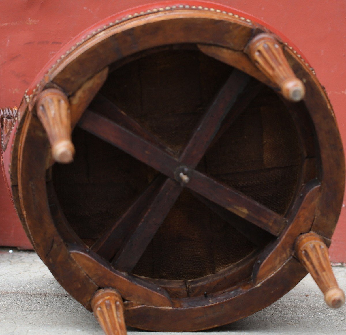 Fauteuil De Bureau époque Louis XVI, Ceinture Tournante, Estampillé Paul François Jean -photo-1