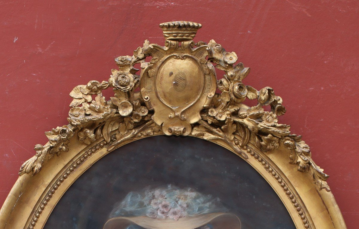 French School 1859, Portrait Of The Duchess Of Montfort-duplessis, Pastel.-photo-2