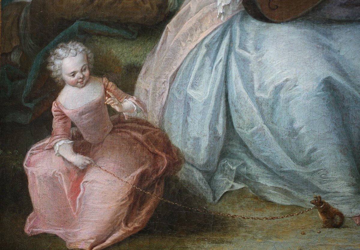 François Octavien 1682-1740 Attributed To , Young Woman With A Luth.-photo-3