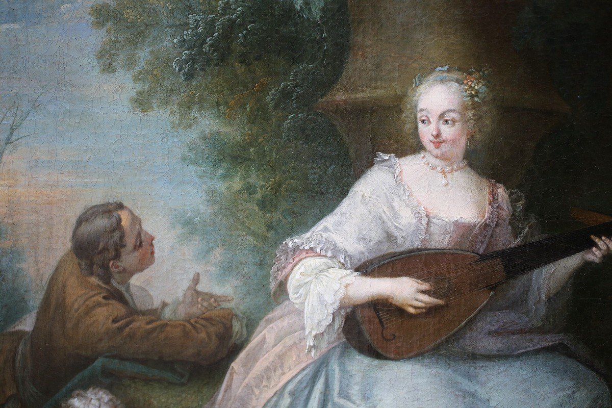 François Octavien 1682-1740 Attribué à , Jeune Femme Au luth.-photo-4