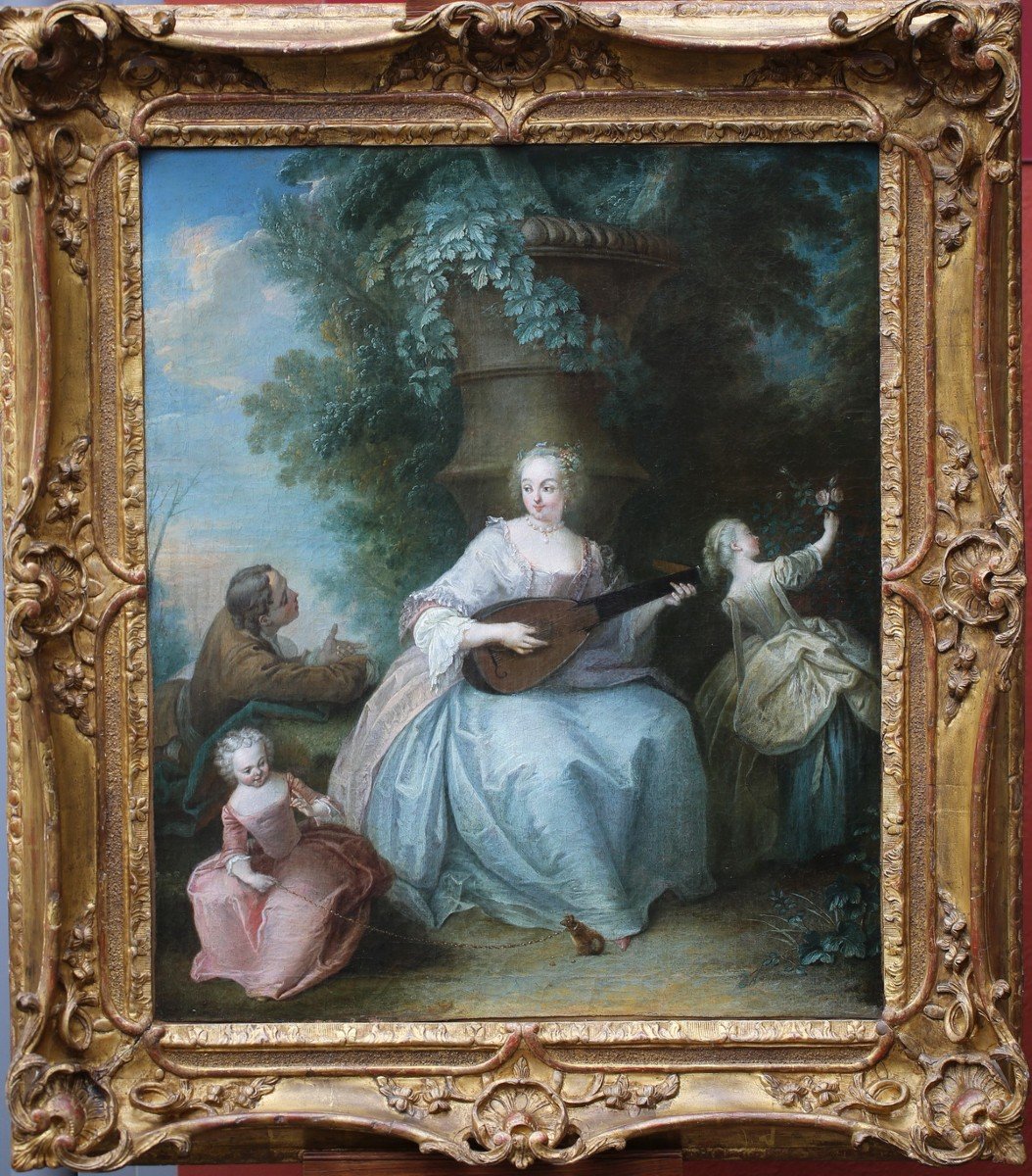 François Octavien 1682-1740 Attribué à , Jeune Femme Au luth.