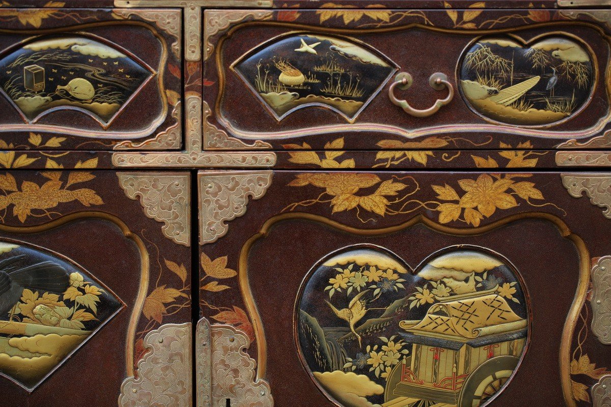 Japon époque Edo, Petit Cabinet En Laque.-photo-1