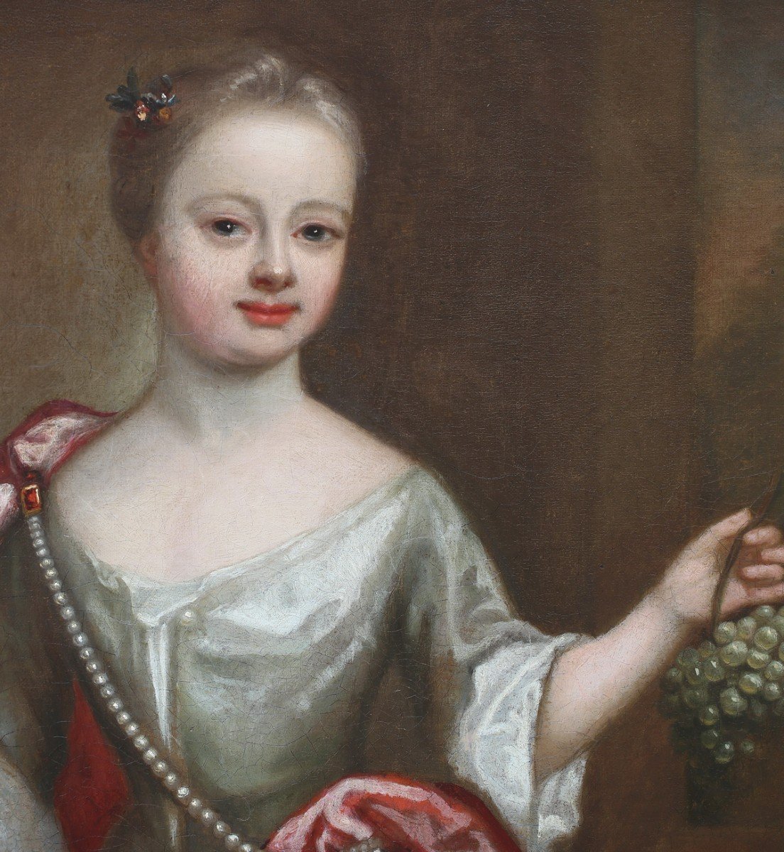 Ecole Italienne Du XVIII, Fillette à La Grappe De Raisin Et écureuil.-photo-3