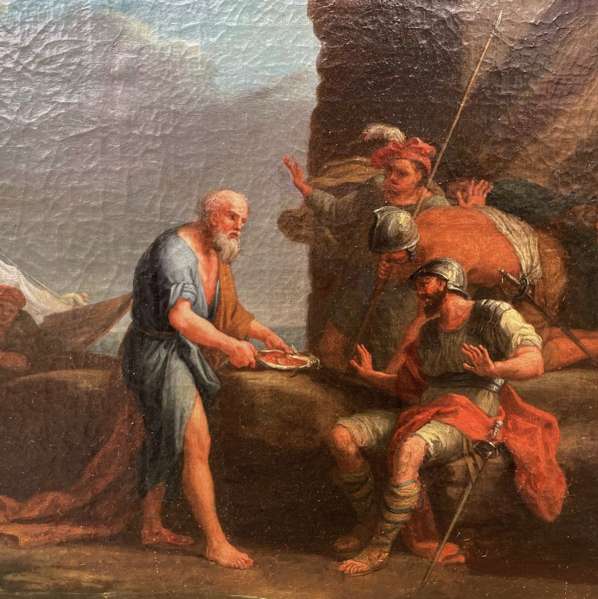 Adrien Manglard 1695-1760 Attribué à, Paire De Peintures Scène De l'évangile.-photo-4