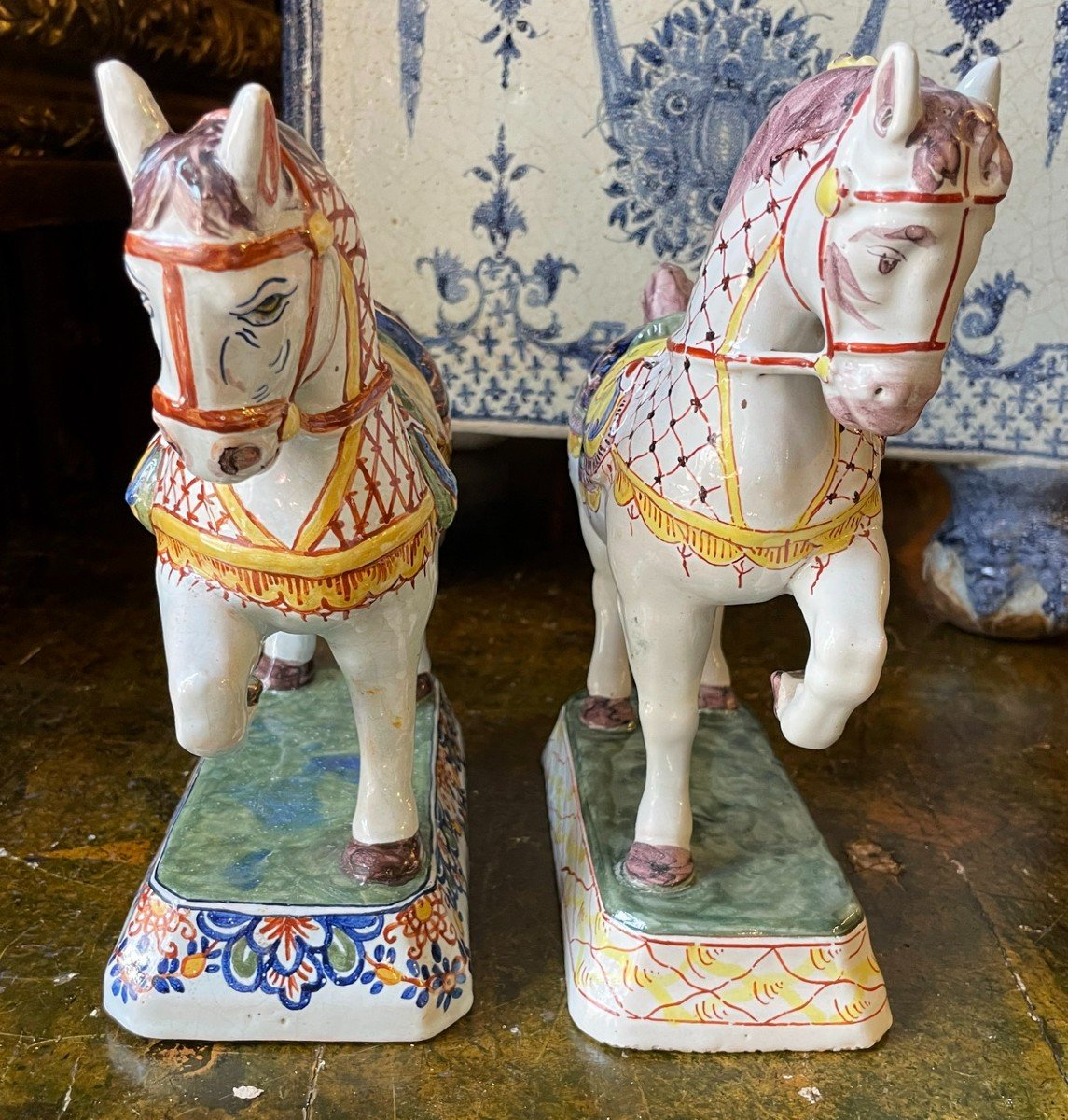 Delft Earthenware Horses, XIXe-photo-4