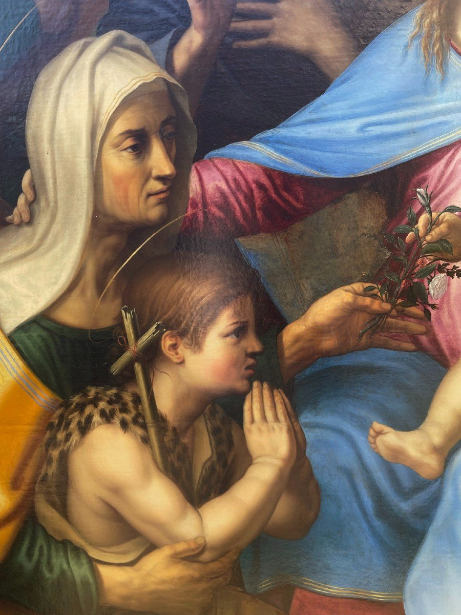d'après les frères BRESCIANINO actifs 1515-1525 La Sainte Famille, Peinture XIXe-photo-4