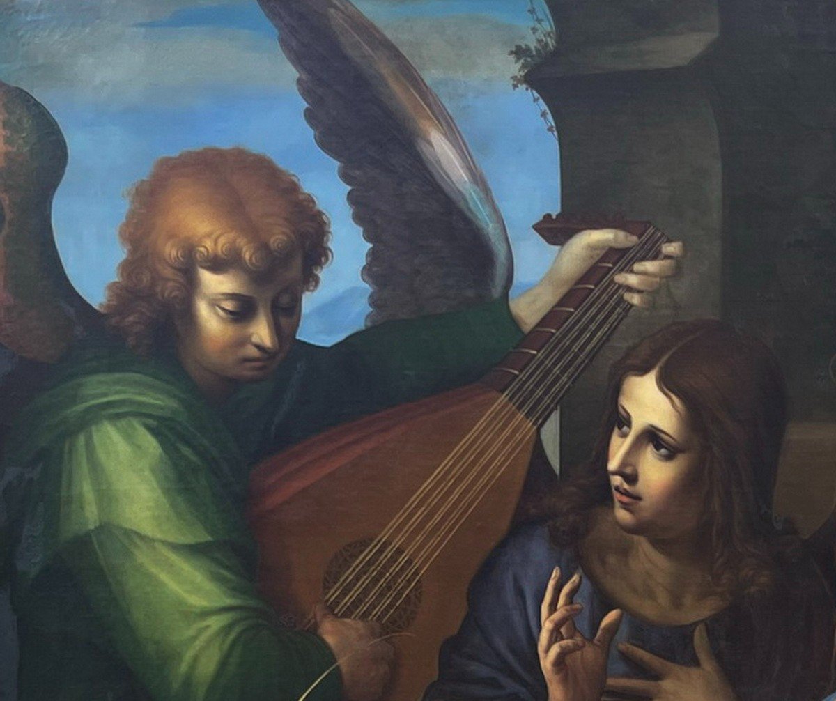d'après les frères BRESCIANINO actifs 1515-1525 La Sainte Famille, Peinture XIXe-photo-1