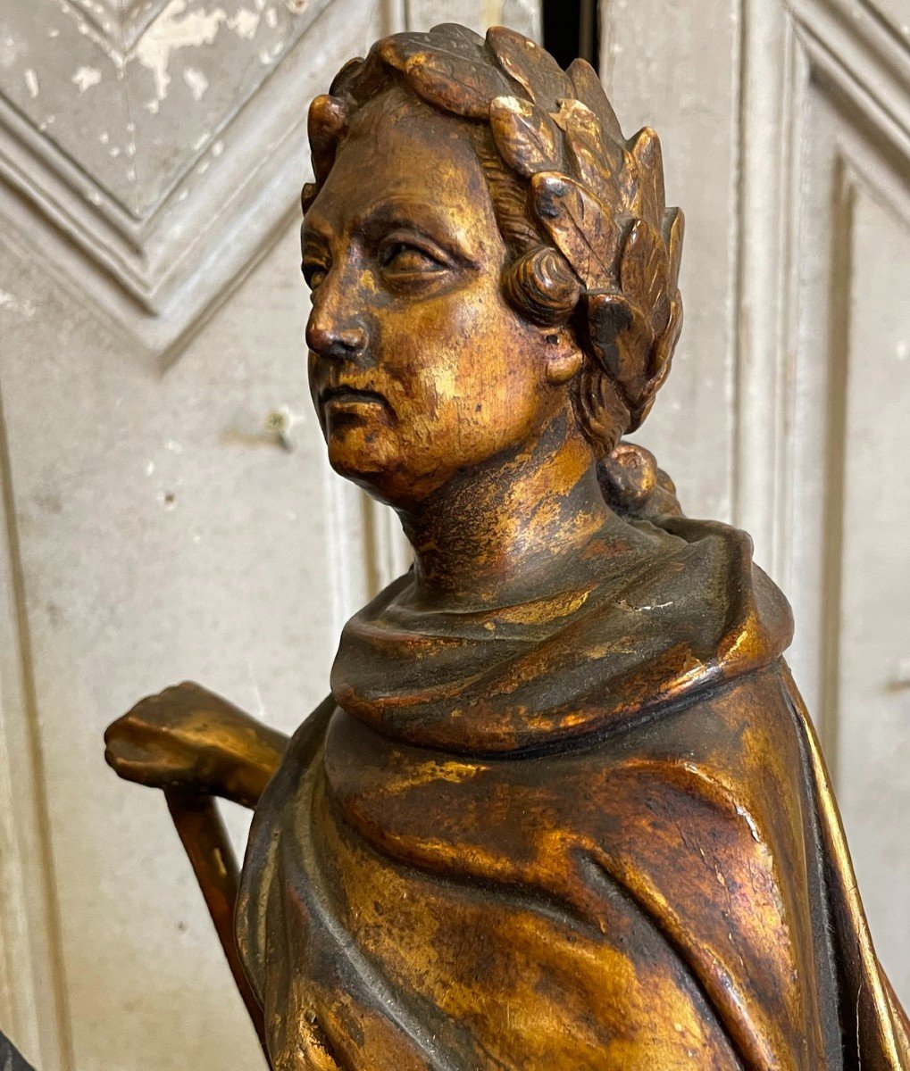 Louis XV à Cheval, En Empereur Romain, Sculpture En Bois Doré-photo-2
