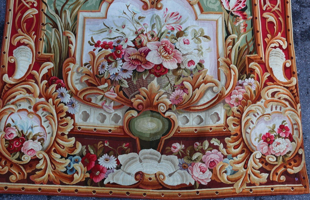 Tapisserie Portière, Attributs Musicaux, Travail d'Aubusson époque Napoleon III-photo-3