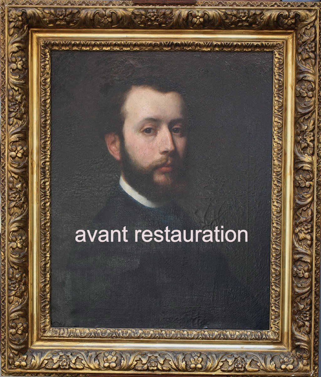 Gilbert Alexandre De Séverac 1834-1897, Portrait De Jeune Homme En Buste.-photo-2