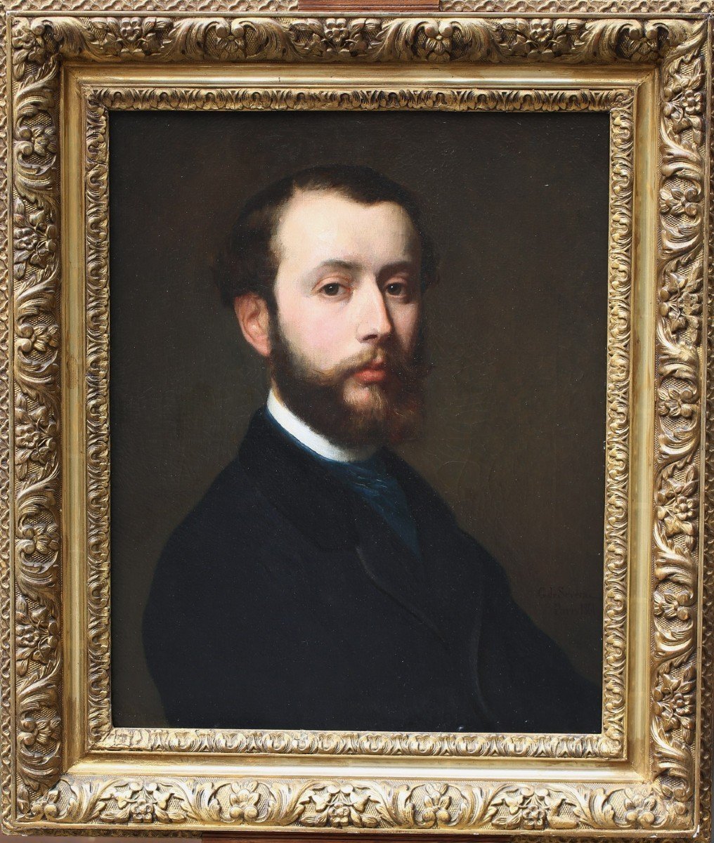 Gilbert Alexandre De Séverac 1834-1897, Portrait De Jeune Homme En Buste.