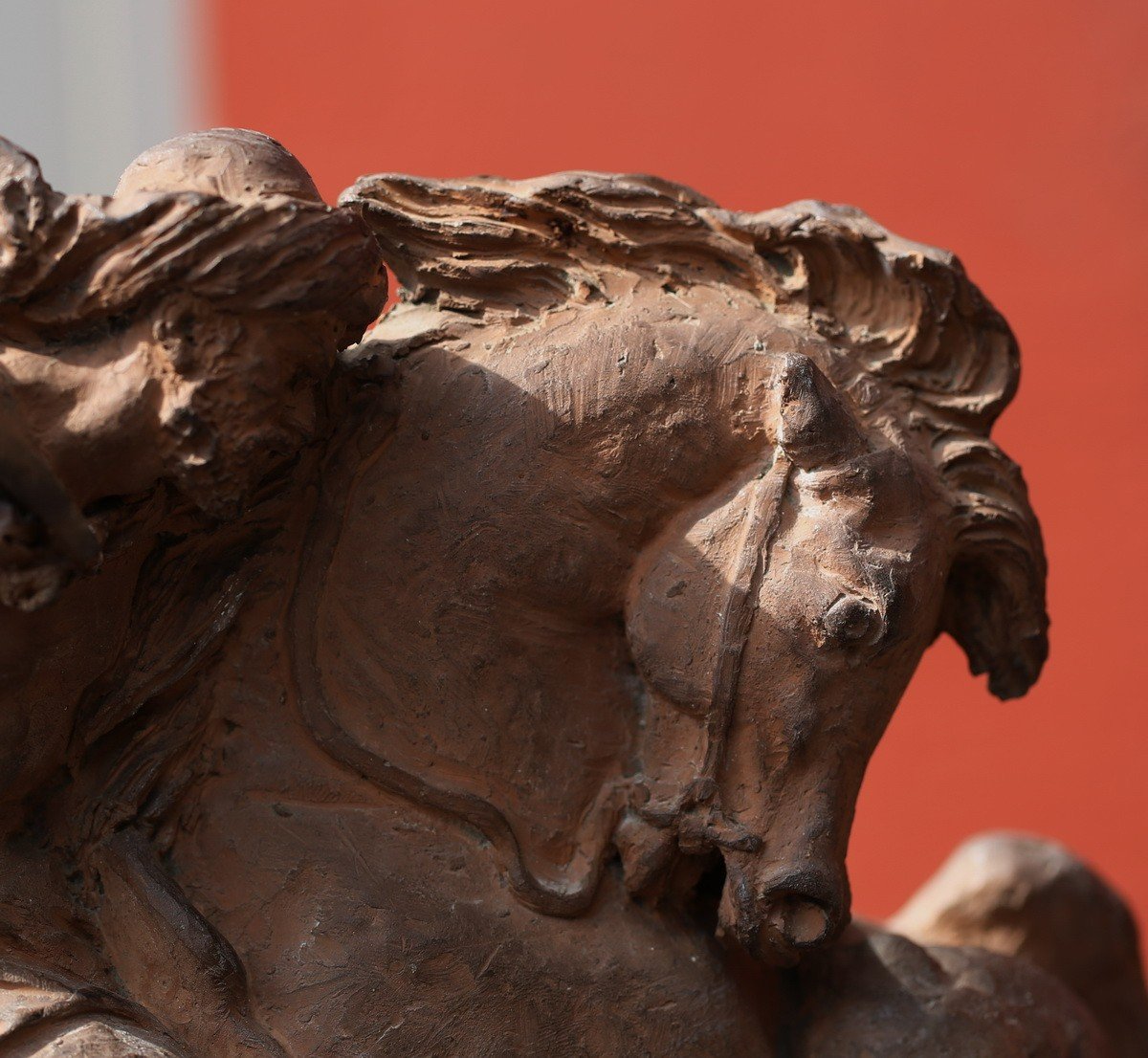 Louis Coeffard De Mazerolles 1818-1887 "cavalier Attaqué Par Une Lionne" 2 De Terre-cuite 1868-photo-1