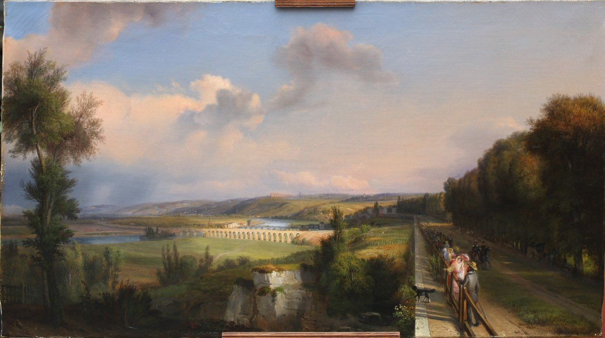 François Edme Ricois 1795-1881, Paire De Paysages Terrasse De Saint-germain En Laye 1851-photo-2