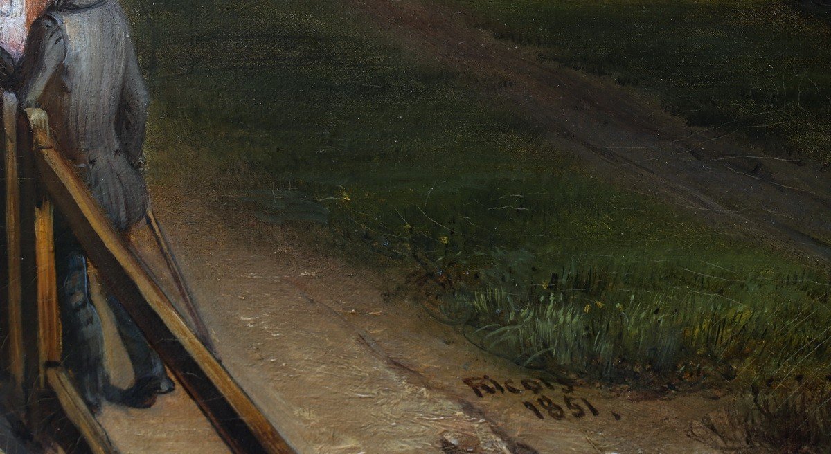 François Edme Ricois 1795-1881, Paire De Paysages Terrasse De Saint-germain En Laye 1851-photo-4