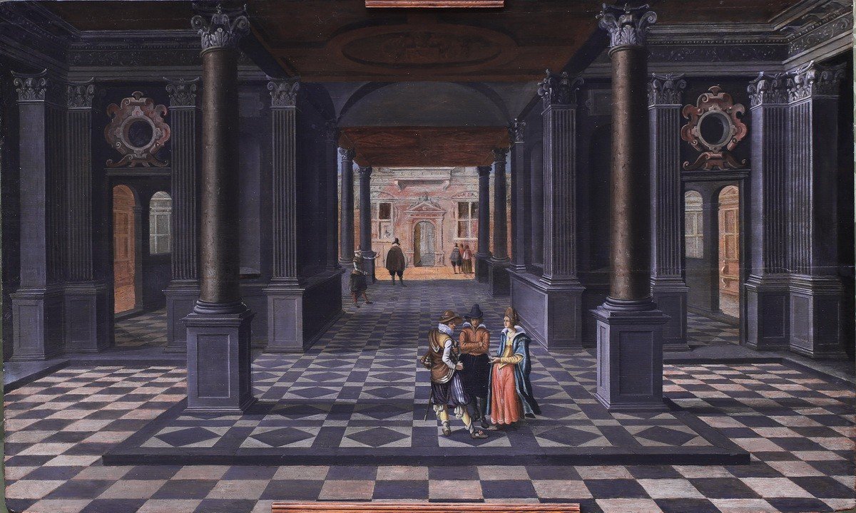 Bartholomeus Van Bassen 1590-1652 Attributed To, Characters In A Palace Interior.-photo-2