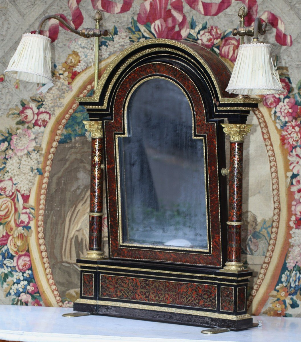 Miroir Psyché, En ébène Et Marqueterie Boulle, époque Napoléon III -photo-2