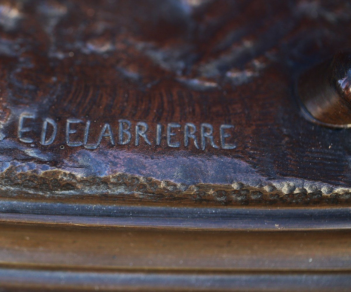 Edouard Paul Delabrierre 1829-1912 Cheval De Course Harnaché, Ancienne épreuve En Bronze-photo-4